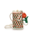 Bolso de ganchillo blanco hecho a mano con tulipanes naranjas y perlas decorativas - Naranja