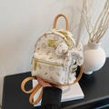Mini white leather backpack with cartoon cat prints and a cute dog charm pendant - Bare Bag / Set Yellow