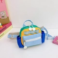 Riñonera infantil de nailon multicolor con correas azules y hebilla ajustable de viaje - Amarillo
