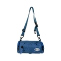 Borsa a tracolla cilindrica blu per bambini con coulisse elastica in tessuto nylon - Blu