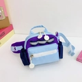 Lila und blau farbblockierte Kinder Brusttasche mit verstellbarem Gurt und Reflektorstreifen - Lila