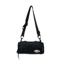 Borsa a tracolla cilindrica nera per bambini con corde elastiche e cinturino - Nero