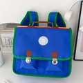 Zaino vintage stile britannico in blu reale e verde con dettaglio manico arcobaleno - Blu