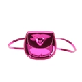 Chic rose pink heart-shaped crossbody bag for kids in shiny patent leather finish - Rose Red