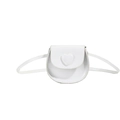 Minimalist white mini heart crossbody bag for kids featuring glossy patent leather - Off-white