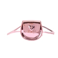 Pink metallic heart mini saddle bag for kids with glossy mirror finish shoulder strap - Pink