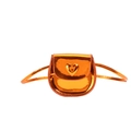 Orange heart mini crossbody bag with metallic finish for kids and fashion styling - Orange
