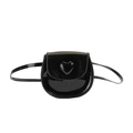 Kids black heart-shaped waist bag in glossy patent leather with adjustable strap - Black