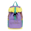 Mochila de viaje multicolor con cierre de cordón y gran capacidad para escuela - Morado
