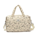 Sac à langer beige matelassé avec motif floral bleu et rose et bandoulière amovible - Style 1