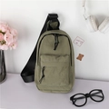 Minimalist military green nylon kids chest bag with adjustable strap and front pocket - Large / Green