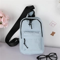 Kids minimalist light blue nylon chest bag with adjustable black strap and front pocket - Large / Blue