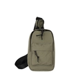 Sac de poitrine pour enfants en nylon olive avec sangle noire et poche zippée avant - Petit / Vert