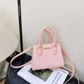 Pink faux snakeskin mini tote bag with round handles and detachable shoulder strap - Pink (Bag Only)