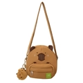 Cute brown Capybara crossbody bag with adjustable strap and plush pendant charm - Bare Bag / Brown