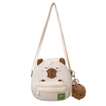 Cute Capybara shoulder bag in cream white with adjustable strap and plush pendant - With Pendant / White