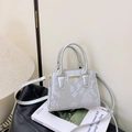 Silver mini crossbody bag with snake skin pattern texture and metallic finish for women - Silver Bag Only