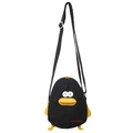 Simpatica borsa a tracolla in tela a forma di anatra nera con dettagli gialli - Nero
