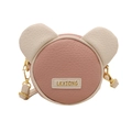 Lindo bolso bandolera rosa con forma de oso, orejas y correa blanca ajustable - Rosa
