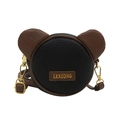 Mini bolso bandolera infantil con diseño de oso en cuero sintético negro y marrón - Negro