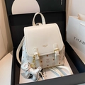 Zaino in pelle bianco crema con motivo a gatto e ciondolo a cucciolo in confezione - Bianco Crema con Pendente
