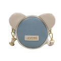 Lindo bolso bandolera de oso para niños en cuero sintético azul claro y crema - Azul