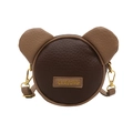Lindo bolso bandolera con forma de oso en colores marrones de contraste y textura - Marrón