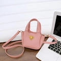Mini borsa rosa in pelle per bambina con fiocco di perle e logo a triangolo dorato - Rosa (Solo Borsa)