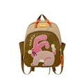 Mochila infantil en caqui y marrón con bordado de conejo rosa y letras de RABBIT - Marrón