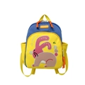 Mochila infantil azul y amarilla con bordado de conejo y letras decorativas alegres - Amarillo
