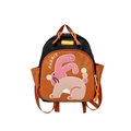 Zaino per bambini con simpatico ricamo a coniglio rosa in design nero e arancione - Marrone Rosso