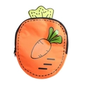 Cute carrot shaped orange cartoon backpack for kids with green leaf top and zipper closure - Carrot Shape Style
