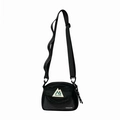 Borsa a tracolla sportiva nera per bambini in nylon con motivo a griglia e cinturino - Nero