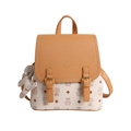 QICAI MAO stylish two-tone cat pattern mini backpack with cute gingerbread man charm - Mustard Yellow (Bag Only)