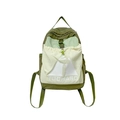 Green and beige contrast children backpack with drawstring and letter print design - Dark Green