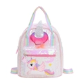 Zaino unicorno in paillettes bianche per bambine con spallacci arcobaleno carino - Rosa Chiaro