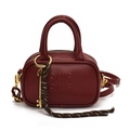 Mini wine red leather messenger bag for kids with AMIR logo and key charm decoration - Wine Red With Key Pendant