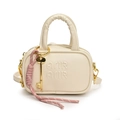 Mini off-white crossbody bag for children with AMIR relief and golden key charm - White With Key Pendant