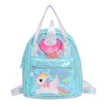 Zaino bimba in paillettes azzurre con ricamo unicorno e spallacci arcobaleno regolabili - Verde