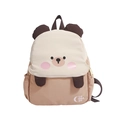 Cute cartoon bear backpack for kids with 3D ears and embroidery in beige and pink - Khaki