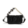 Minibolso plisado negro para niñas con asa de perlas y corazones y bandolera - Negro