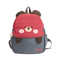 Cartoon bear toddler backpack in red and grey colors with cute ear decorations - Gray