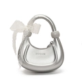 Sac croissant argenté pour filles avec nœud en dentelle blanche et perles décoratives - Argent