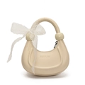 Sac à main demi-lune blanc crème pour filles orné d'un délicat nœud décoratif en dentelle - Blanc Cassé