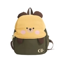 Cute yellow and olive green cartoon bear backpack for children with plush ears design - Army Green