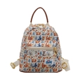 Mini cartoon animal print toddler backpack with fox and bear patterns for preschool travel - Beige (Bag Only)