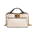 Chic off-white mini crossbody bag in lychee leather with gold chain strap and turn-lock - White Naked Bag