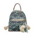 Mini-Kinderrucksack mit Meeresmotiven in Blaugrün und niedlichem Mond-Plüschanhänger - Blau mit Anhänger
