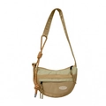 Sac bandoulière enfant en nylon kaki avec poche filet et bandoulière en corde orange - Kaki