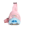 Sac de poitrine mignon pour enfants rose et bleu avec motif voiture et sangle réglable - Rose